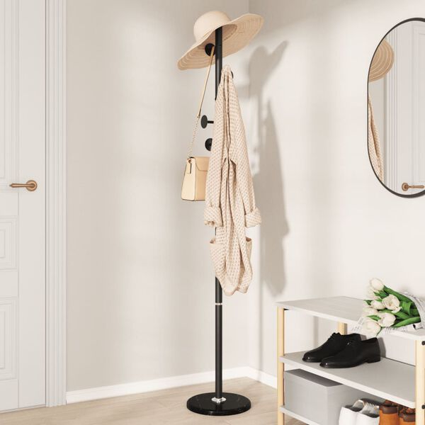 vidaXL Coat Stand Black Powder-coated iron, marble 69.3 in tall Durable