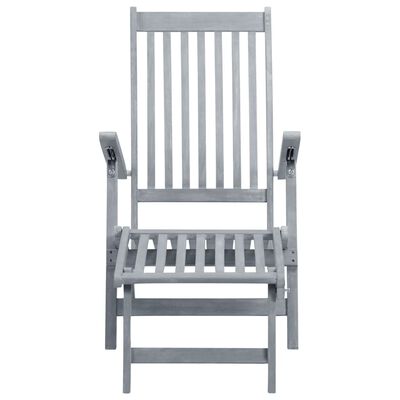 vidaXL Patio Deck Chair with Footrest and Cushion Solid Acacia Wood