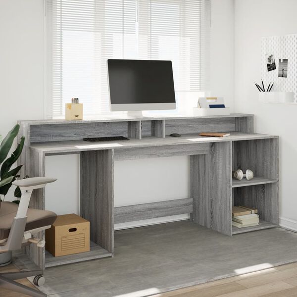 vidaXL Desk Grey sonoma Engineered wood Large Desk Rectangular