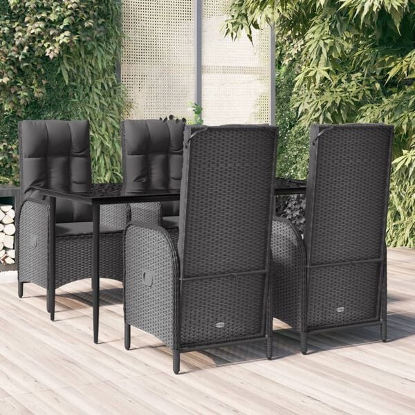 vidaXL Garden Dining Set Black