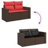 vidaXL 12 Piece Patio Sofa Set with Cushions Brown Poly Rattan