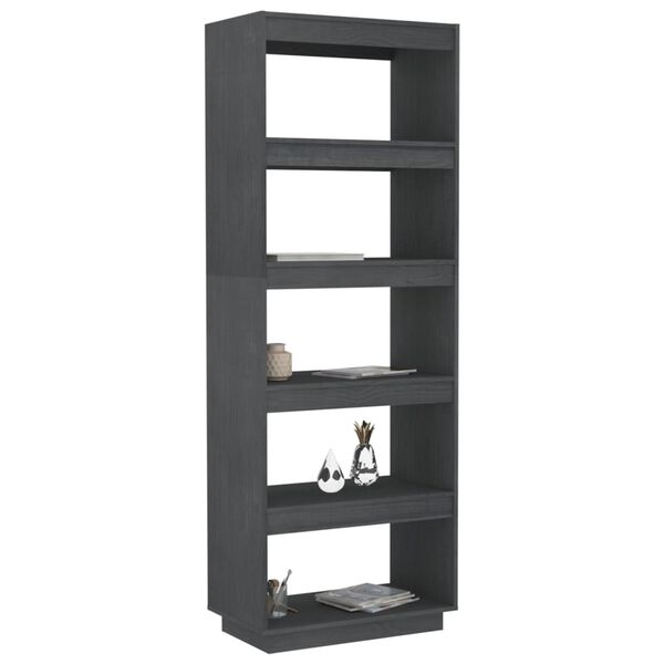 vidaXL Book Cabinet Grey Solid Pinewood Medium Book Cabinet
