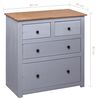 vidaXL Sideboard Grey and natural wood Solid pine wood Medium Storage