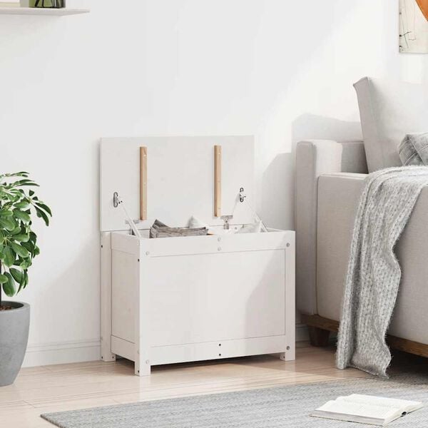 vidaXL Storage Box White Solid Pine Wood Medium Storage Box