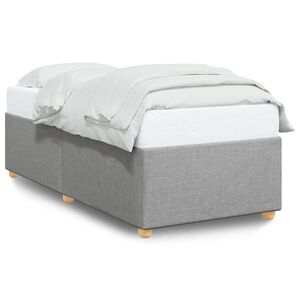 vidaXL Bed Frame Light Grey Polyester, Plywood, Engineered Wood Twin