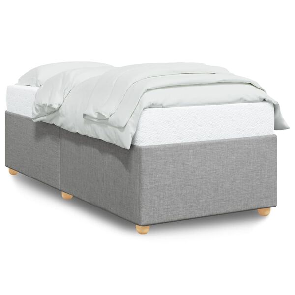 vidaXL Bed Frame Light Grey Polyester, Plywood, Engineered Wood Twin