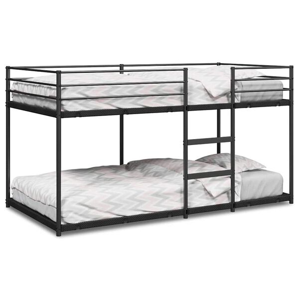 vidaXL Bunk Bed Black Steel, Mesh Fabric 35.4 in x 78.7 in Bunk Bed