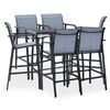vidaXL Garden Bar Set Black Tempered glass, steel, textilene Large