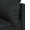 vidaXL Patio Corner Sofa Black PE rattan Standard Adjustable Feet