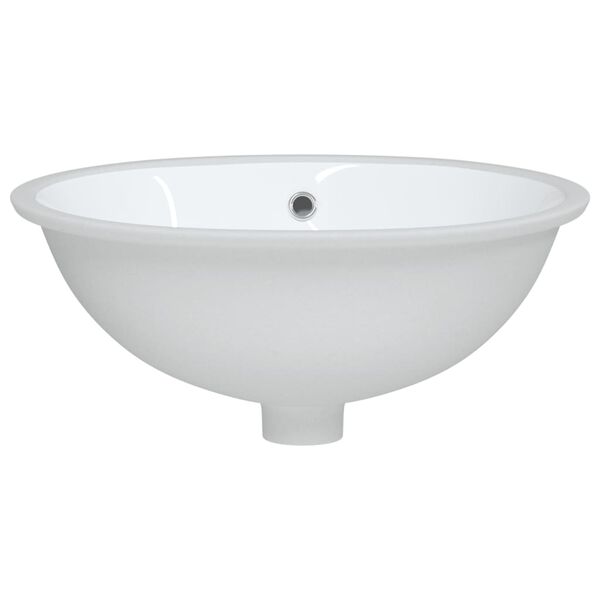 vidaXL Bathroom Sink White 18.5x15.4x8.3" Oval Ceramic