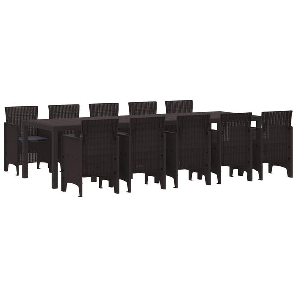 vidaXL Garden Dining Set 11 pcs Brown and Anthracite Rattan