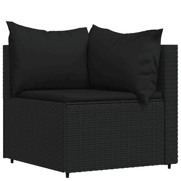 vidaXL Patio Lounge Set Black PE Rattan Large Adjustable Feet
