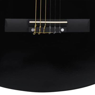vidaXL 12 Piece Classical Guitar Beginner Set Black 4/4 39"