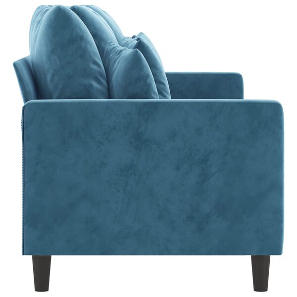 vidaXL 3-seater Sofa Blue Velvet (100% polyester), metal, textilene