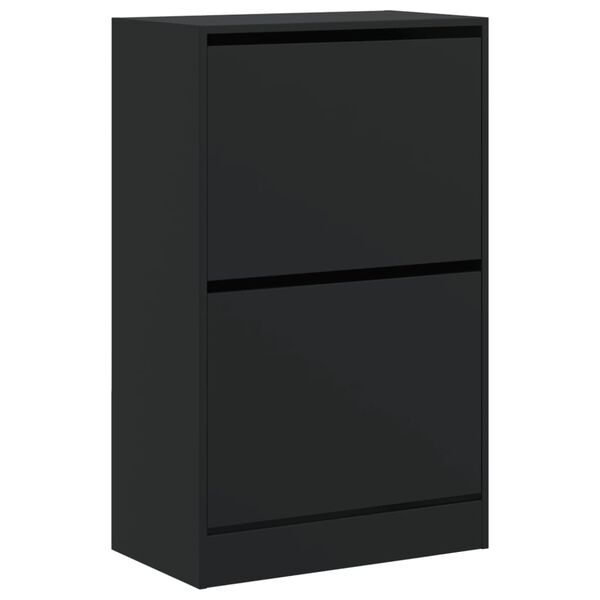 vidaXL Shoe Cabinet Black Engineered wood Compact Shoe Cabinet