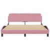vidaXL Bed Frame Pink Velvet, Metal, Solid Pine Wood, Plywood Queen