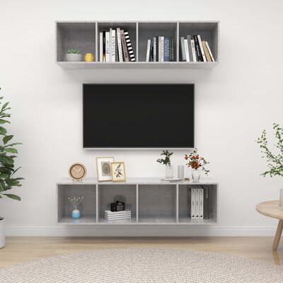 vidaXL Wall-mounted TV Stands 2 Pcs Concrete Gray Engineered Wood