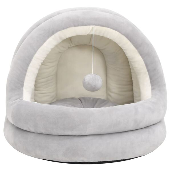 vidaXL Cat Bed Grey and cream Fleece with PP cotton filling Small