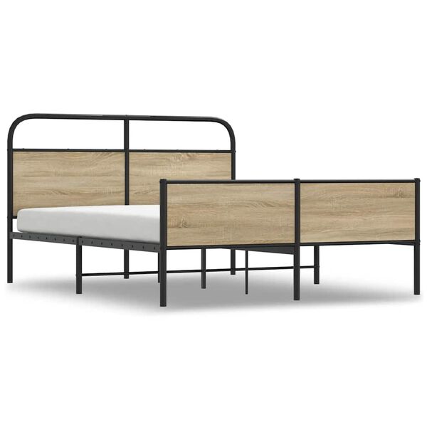 vidaXL Bed Frame Smoked Oak Steel, Engineered Wood Super King Durable