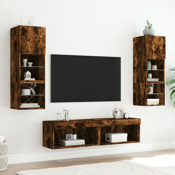 vidaXL TV Cabinet Smoked oak Engineered wood Medium TV Cabinet