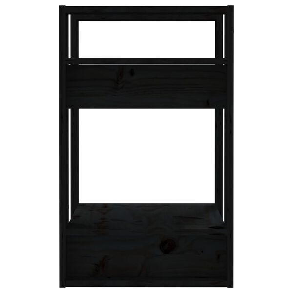 vidaXL Book Cabinet Black Solid pine wood Compact Black Book Cabinet