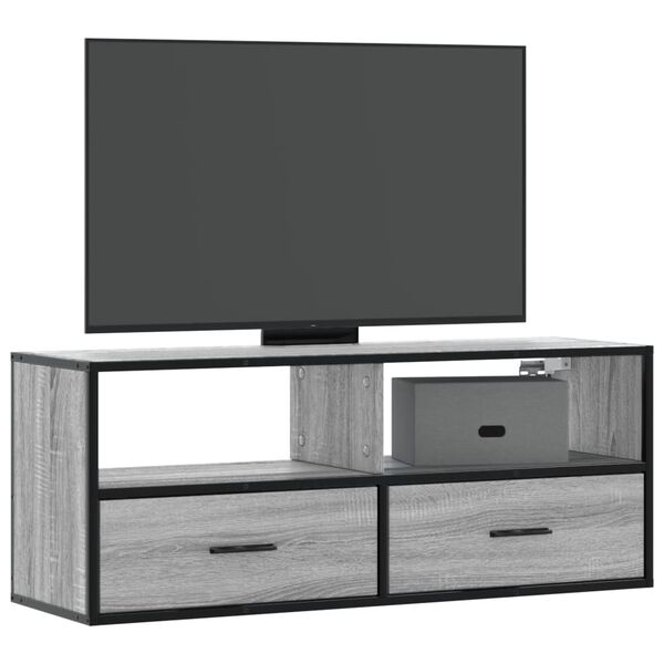 vidaXL TV Cabinet Grey Sonoma Engineered wood, Metal Medium TV Cabinet