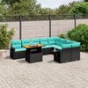 vidaXL 10 Piece Patio Sofa Set with Cushions Black Poly Rattan