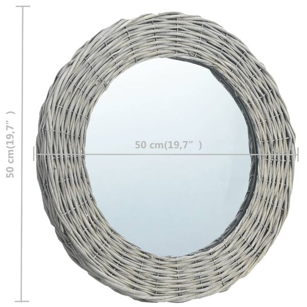 vidaXL Mirror Natural Wicker Medium Wall mounting Mirror Circular