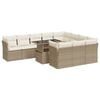 vidaXL Garden Sofa Set Beige PE Rattan, Powder-Coated Steel, Polyester