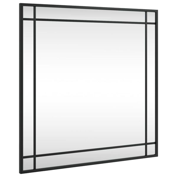 vidaXL Wall Mirror Black Glass and Powder-Coated Iron 24x24 in Mirror
