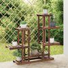 vidaXL Flower Stand Carbonised brown Carbonised solid fir wood Tall