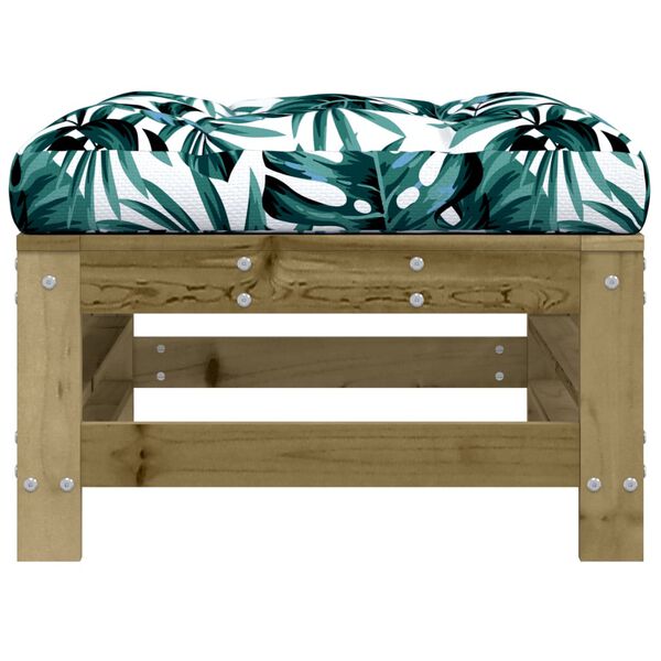 vidaXL Garden Footstool Natural wood, Leaf pattern