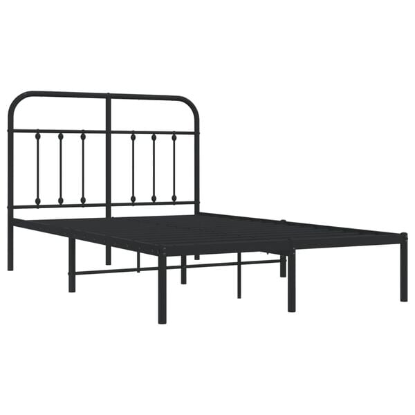 vidaXL Bed Frame Black Powder-Coated Steel 47.2 x 78.7 in Bed Frame