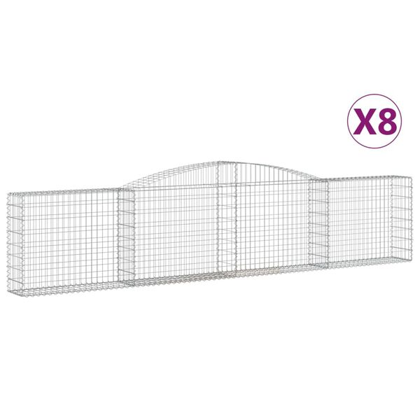 vidaXL Gabion Basket Set of 8 Silver Galvanized iron Large Durable