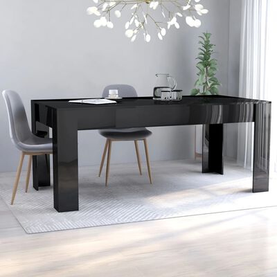 vidaXL Dining Table High Gloss Black 70.9" x 35.4" x 29.9" Engineered Wood