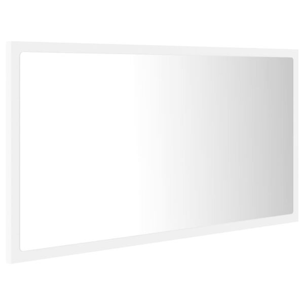 vidaXL Mirror White Engineered wood, acrylic 31.5 x 3.3 x 14.6 in Lights