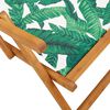vidaXL Folding Beach Chair Leaf Pattern Solid Wood Eucalyptus and Fabric