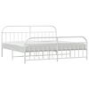 vidaXL Bed Frame White Powder-Coated Steel Double Storage Bed Frame