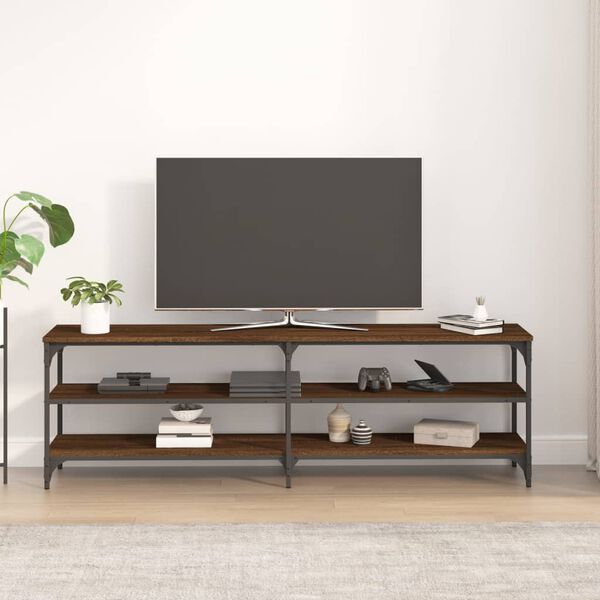 vidaXL TV Cabinet Brown Oak Engineered Wood Long Adjustable Feet