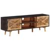 vidaXL TV Cabinet Natural wood, Black Rough Mango Wood, Solid Acacia Wood