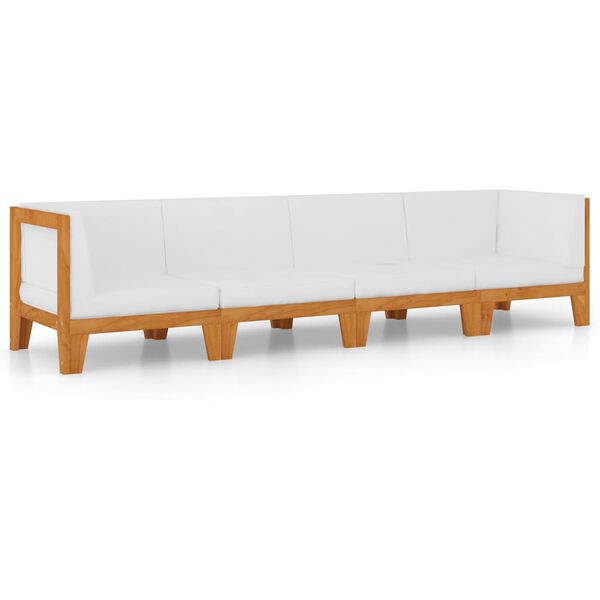 vidaXL Garden Lounge Set Cream White Solid Acacia wood, 100% Polyester