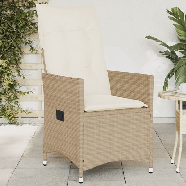 vidaXL Reclining Garden Chair Beige, Cream white