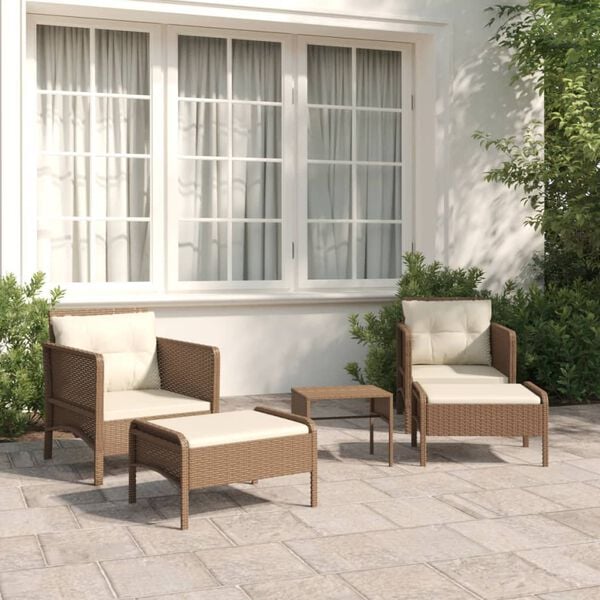 vidaXL Patio Lounge Set Brown Poly Rattan Medium Durable
