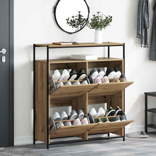 vidaXL Shoe Cabinet Artisan Oak 100 x 34 x 112 cm Engineered Wood
