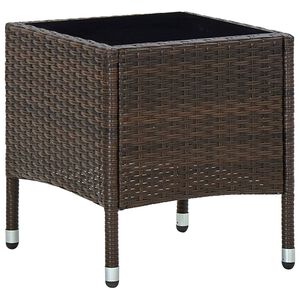 vidaXL Garden Table Brown PE rattan, steel, glass Small Durable