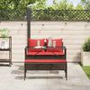 vidaXL 3 Piece Patio Dining Set with Cushions Brown Poly Rattan
