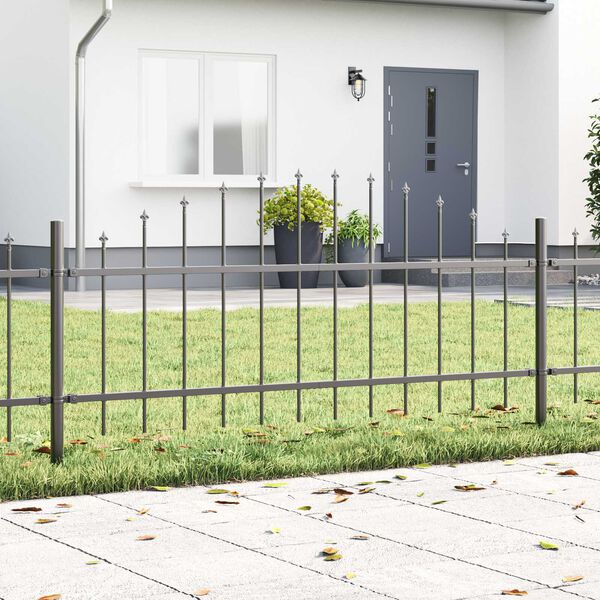 vidaXL Garden Fence 5 pcs Grey 170 x 140 cm Powder-Coated Steel