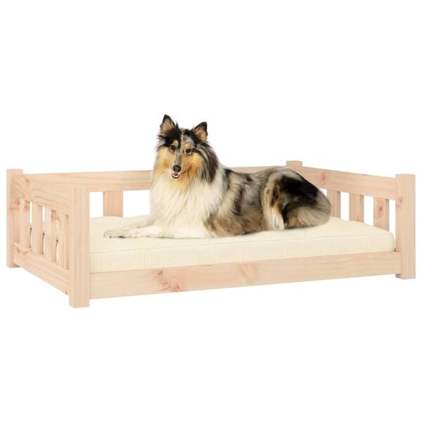 vidaXL Dog Bed Solid Pine Wood Large Durable Dog Bed Rectangular