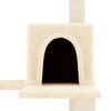 vidaXL Cat Tree Cream Engineered wood, Plush, Sisal 60.2 in tall