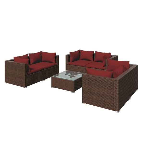 vidaXL Garden Lounge Set Brown PE rattan Medium Removable Covers